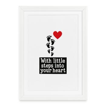 Avec de petits pas dans ton cœur ❤️ - Affiche encadrée (27 × 37 cm) - blanc - Devant