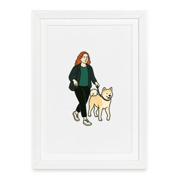 Margarita with Akita - Framed poster (27 × 37 cm) - white - Front