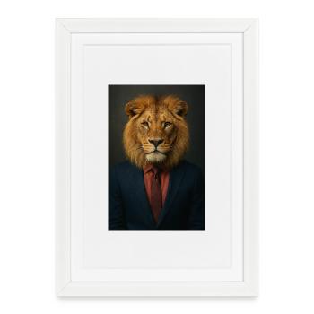 Lion in a suit - Framed poster (27 × 37 cm) - white - Front