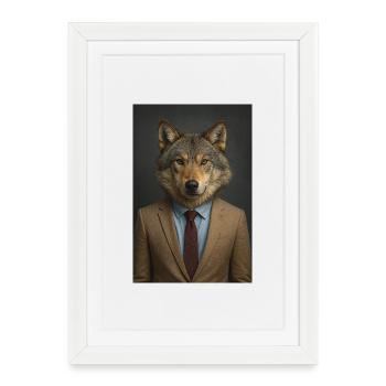 Wolf in a suit - Framed poster (27 × 37 cm) - white - Front