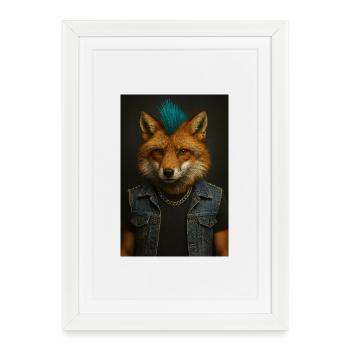 Gilet en denim Punkfuchs - Affiche encadrée (27 × 37 cm) - blanc - Devant