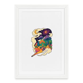 Sentier paysager de champignons psychédéliques - Affiche encadrée (27 × 37 cm) - blanc - Devant