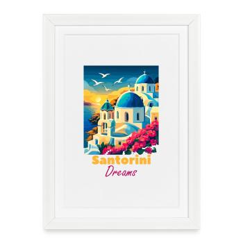 Santorin Dream Light - Affiche encadrée (27 × 37 cm) - blanc - Devant