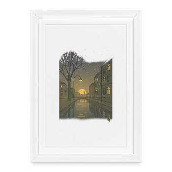 Tôt le matin au crépuscule - Affiche encadrée (27 × 37 cm) - blanc - Devant