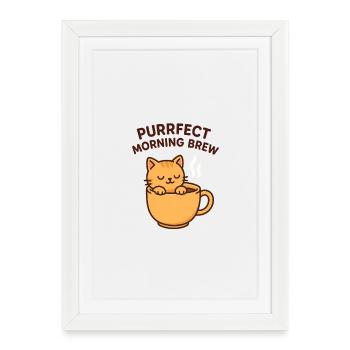 purrfect morning brew - Framed poster (27 × 37 cm) - white - Front