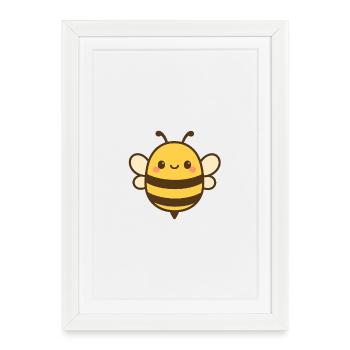 Illustration d’abeille Kawaii - Affiche encadrée (27 × 37 cm) - blanc - Devant
