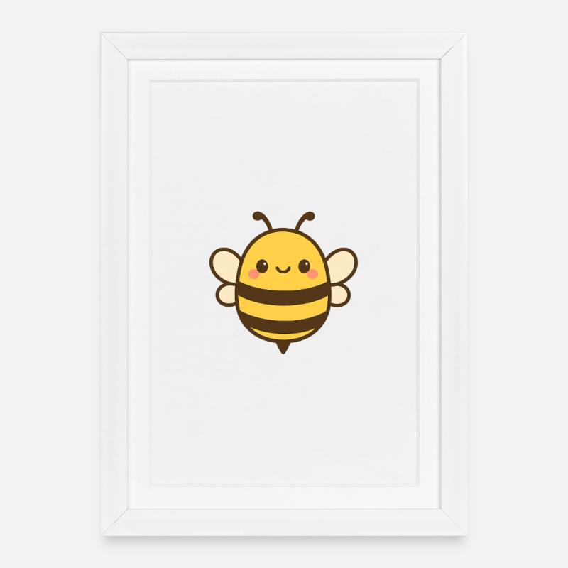 Kawaii Honigbiene Illustration - Gerahmtes Poster (27 × 37 cm) - Weiß