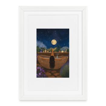 Moonlight bath in the herb garden - Framed poster (27 × 37 cm) - white - Front
