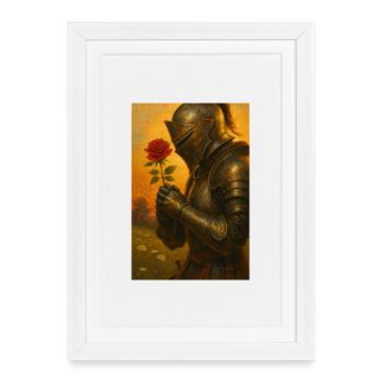 Knight with Rose - Framed poster (27 × 37 cm) - white - Front