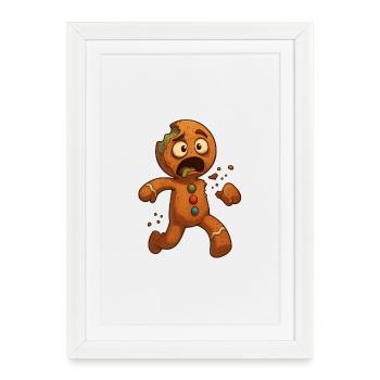 Bonhomme pain épice zombie Halloween - Affiche encadrée (27 × 37 cm) - blanc - Devant