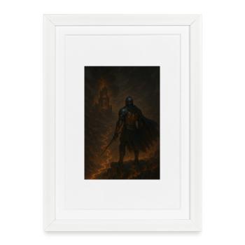 Chevalier de lave en enfer - Affiche encadrée (27 × 37 cm) - blanc - Devant