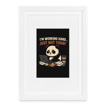 Panda sur l’ordinateur portable : pas aujourd’hui - Affiche encadrée (27 × 37 cm) - blanc - Devant
