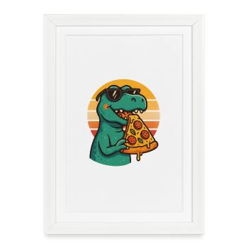 Pizza Saurus Retro - Framed poster (27 × 37 cm) - white - Front