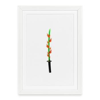 Lame de flamme Katana - Affiche encadrée (27 × 37 cm) - blanc - Devant