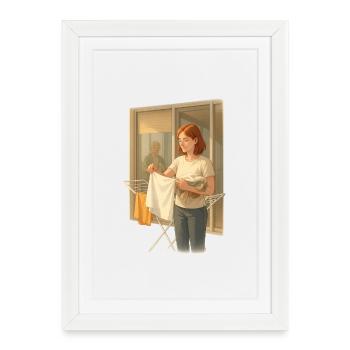 Laundry in the light: quiet everyday life - Framed poster (27 × 37 cm) - white - Front