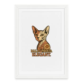 Chat Sphynx - Affiche encadrée (27 × 37 cm) - blanc - Devant