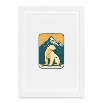 Polar bear in front of mountain landscape - Framed poster (27 × 37 cm) - white - Front