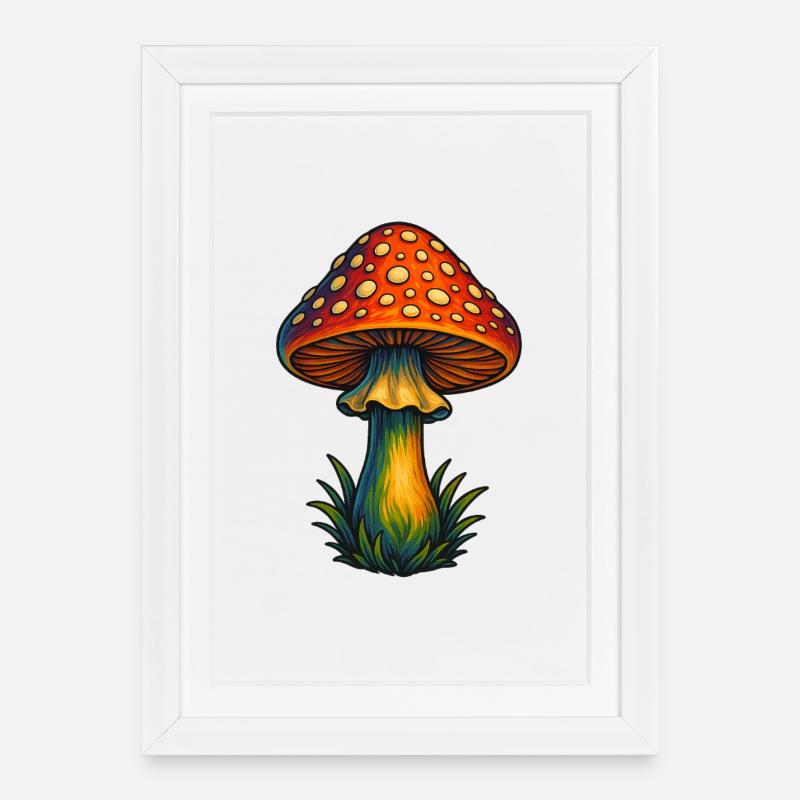 Fliegenpilz - Gerahmtes Poster (27 × 37 cm) - Weiß