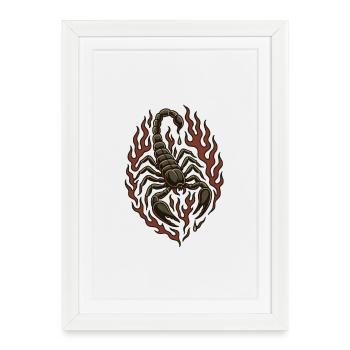 Flame Scorpion Illustration - Framed poster (27 × 37 cm) - white - Front