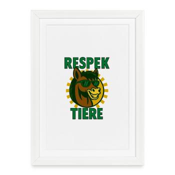 Respek Animaux Cheval avec lunettes de soleil - Affiche encadrée (27 × 37 cm) - blanc - Devant