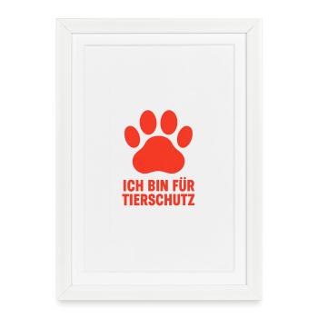 Paw Print Animal Welfare Message - Framed poster (27 × 37 cm) - white - Front