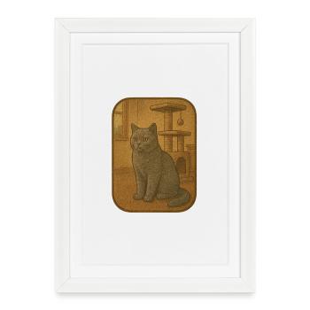 Illustration de plaque de chat vintage - Affiche encadrée (27 × 37 cm) - blanc - Devant