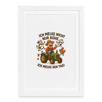 L’agriculteur ne se contente pas de traire les vaches - Affiche encadrée (27 × 37 cm) - blanc - Devant