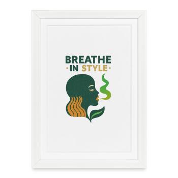 French Inhale – Respire en  Style (profil coloré) - Affiche encadrée (27 × 37 cm) - blanc - Devant