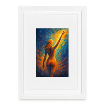 Silhouette à la lumière du feu - Affiche encadrée (27 × 37 cm) - blanc - Devant