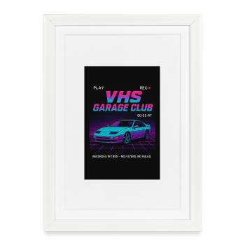 VHS Garage Club Neon Car 90s - Framed poster (27 × 37 cm) - white - Front