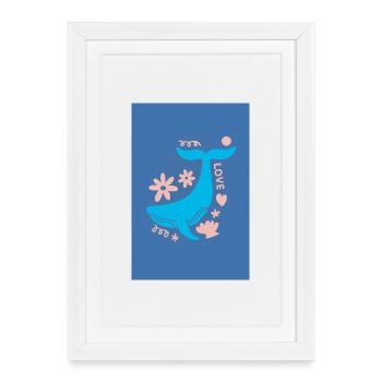 Queue de baleine Floral Love - Affiche encadrée (27 × 37 cm) - blanc - Devant