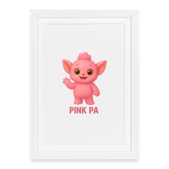 Pink PA Mascot Plush Figure - Framed poster (27 × 37 cm) - white - Front