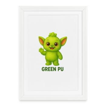 Green Pu Creature Mascot - Framed poster (27 × 37 cm) - white - Front