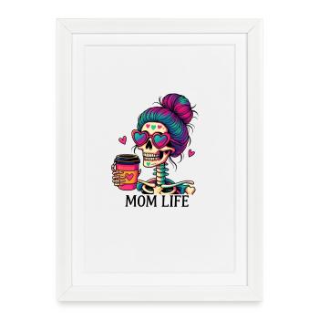CaffeineLove Mob Life Skeleton with Heart Glasses - Framed poster (27 × 37 cm) - white - Front