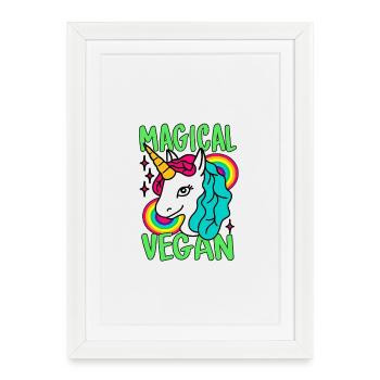 Magical Go Vegan Unicorn - Framed poster (27 × 37 cm) - white - Front