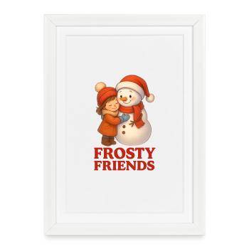 Frosty Friends Chaleur hivernale - Affiche encadrée (27 × 37 cm) - blanc - Devant