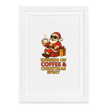 Santa Kaffee Weihnachtsgeist - Gerahmtes Poster (27 × 37 cm) - Weiß - Vorne