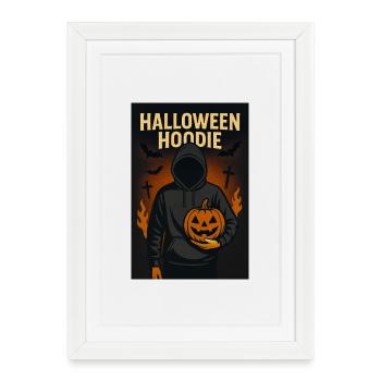 Sweat à capuche d’Halloween avec citrouille - Affiche encadrée (27 × 37 cm) - blanc - Devant