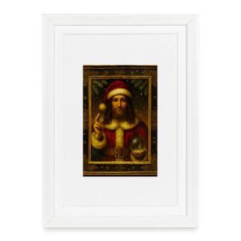 Boule de cristal du Père Noël à l’ancienne - Affiche encadrée (27 × 37 cm) - blanc - Devant