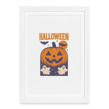 GRAIN D’HALLOWEEN – Citrouille Retro Fusion - Affiche encadrée (27 × 37 cm) - blanc - Devant