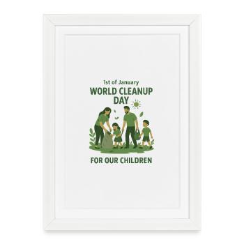 World Cleaning Day Family Action - Framed poster (27 × 37 cm) - white - Front