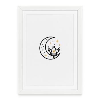 Cercle étoile doré sur fond noir - Affiche encadrée (27 × 37 cm) - blanc - Devant