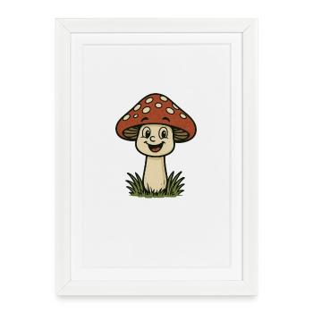 Funny Toadstool Cartoon - Framed poster (27 × 37 cm) - white - Front