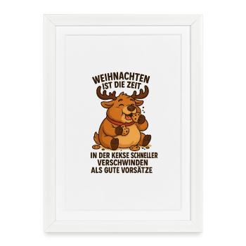Cookie-hungry reindeer Christmas fun - Framed poster (27 × 37 cm) - white - Front