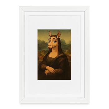 Llama Mona Lisa Enigmatic - Framed poster (27 × 37 cm) - white - Front