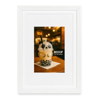 Panda Bubble Tea Cup Illustration - Framed poster (27 × 37 cm) - white - Front