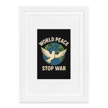 La paix mondiale Stop War Dove - Affiche encadrée (27 × 37 cm) - blanc - Devant