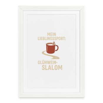 Vin chaud Slalom Vacances d’hiver Ski Marché de Noël - Affiche encadrée (27 × 37 cm) - blanc - Devant