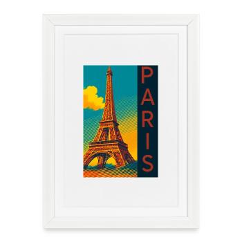 Paris PopArt Skyline Tour Eiffel - Affiche encadrée (27 × 37 cm) - blanc - Devant