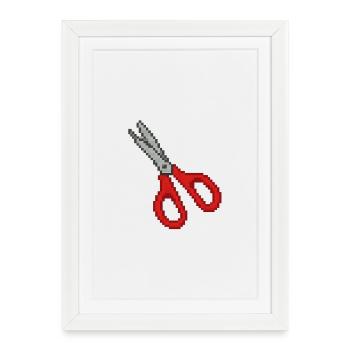 Ciseaux Rétro Rouge - Affiche encadrée (27 × 37 cm) - blanc - Devant